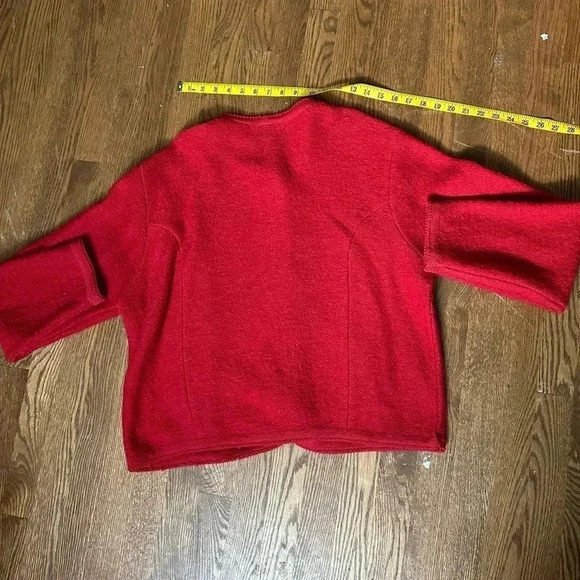 Vintage Red Wool Sweater Jacket Size Large - Picture 9 of 13